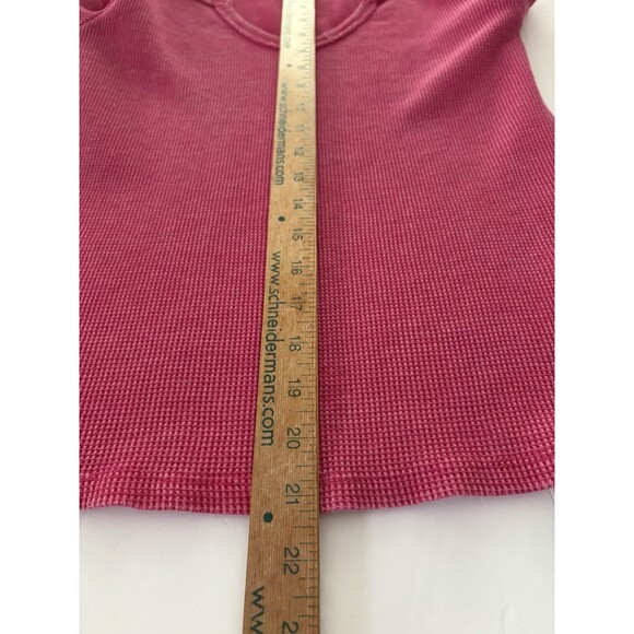 Pilcro Anthropologie Thermal Shirt Size L Pink Waffle Knit  V-Neck - Picture 4 of 12